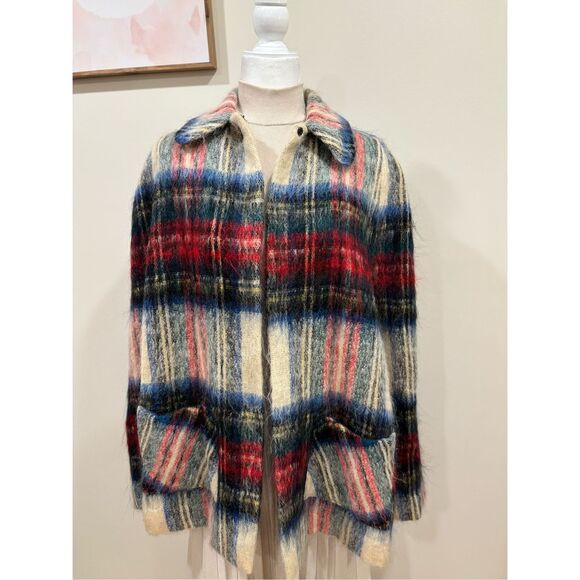 Vintage/Vtg Andrew Stewart Women's Mohair Wool Plaid Cape Sweater Multicolor OS - Picture 1 of 7